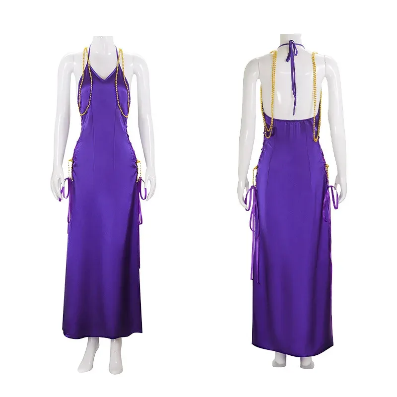 Kostium cosplay Nami dla dorosłych, seksowny strój, fioletowa obcisła sukienka z rozcięciem, strój na Halloween, karnawał, imprezę.