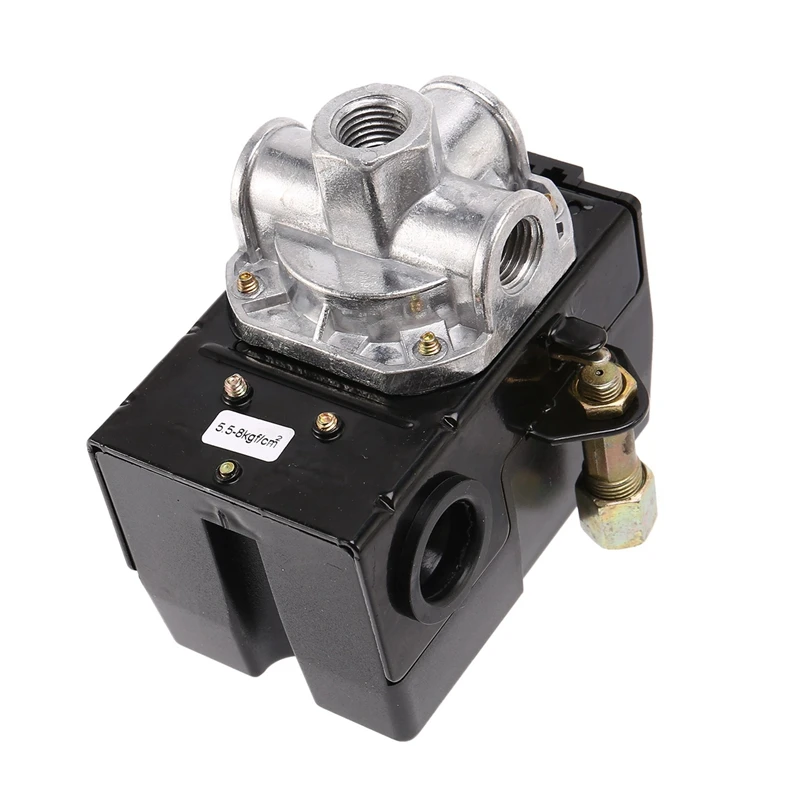 

Hot 5-8Kg 4-Port 26 Amp Pressure Switch Control Valve Air Compressor Heavy Duty Black Automatic Pressure Controller