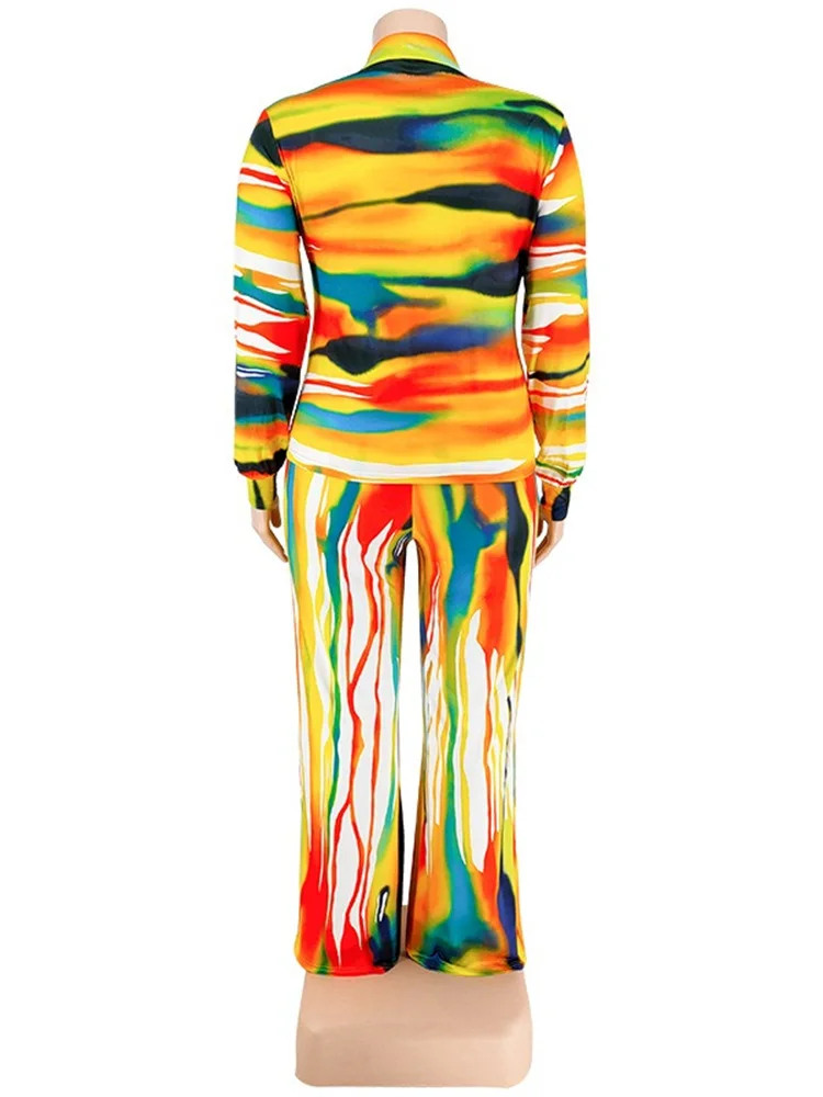 Wmstar Plus Size Two Piece Outfits Women Fall Clothing Tie Dye Top and Pants Leggings Matching Set Wholesale Dropshipping 2022