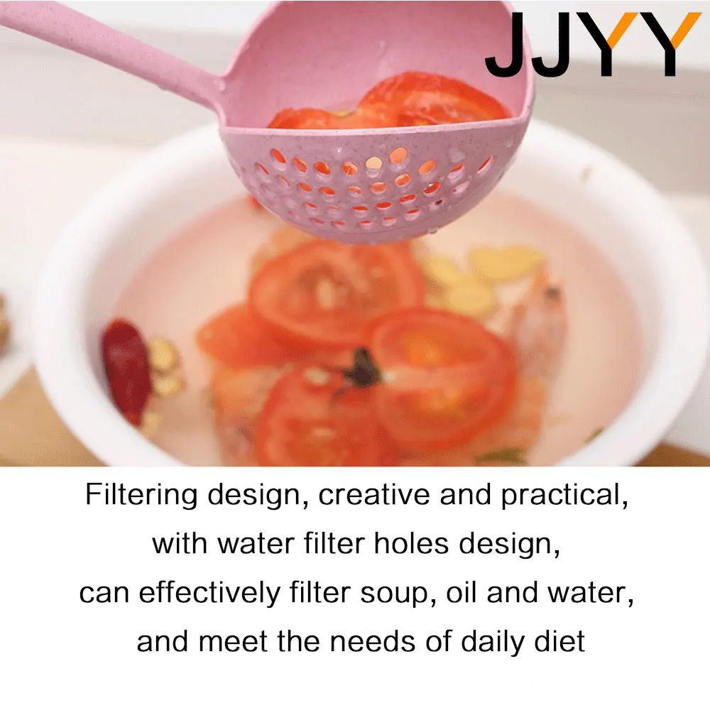 JJYY The 2 in 1 Kitchen Spoon Spoon Long handle Plastic Colander Filter Tableware Hot Pot Spoon