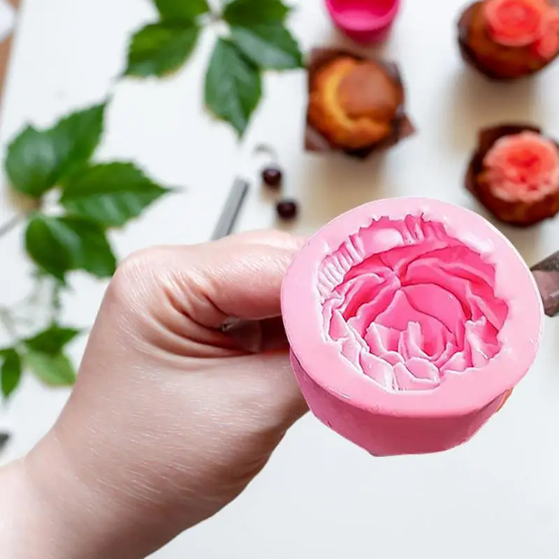 Bloom Rose Silicone Cake Mold 3D Flower Fondant Mold Cupcake Jelly Candy Chocolate Decoration Baking Tool Moulds FQ2825