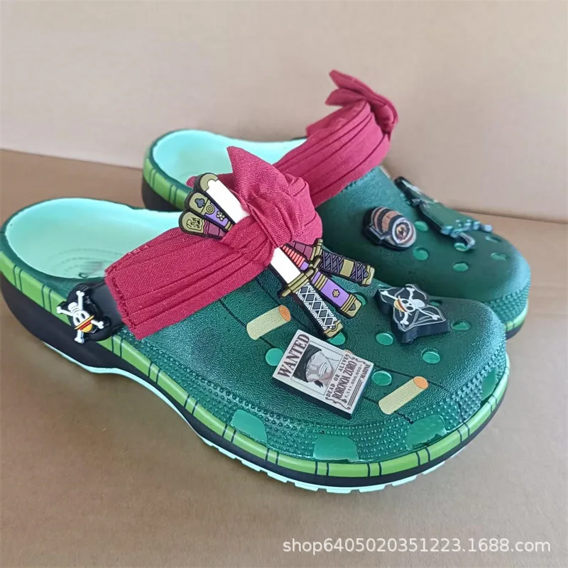 Demon Slayer Zenitsu Anime Clogs Thunder Pattern Bird Charms Slipon Shoes Nonslip Waterproof Summer Garden Hole Slippers