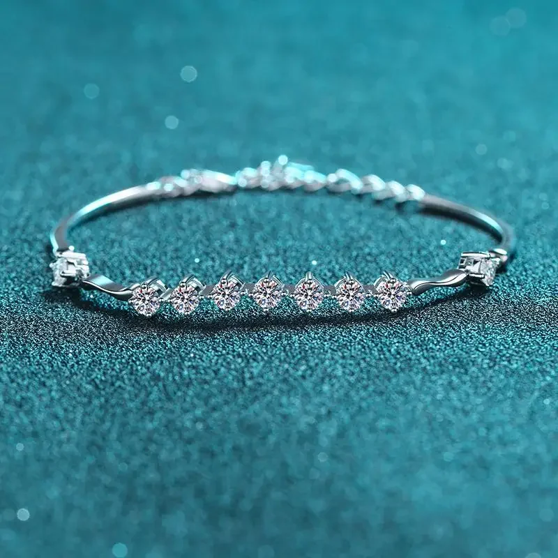 18K gold inlaid diamond women's bracelet high-end PT950 platinum D color moissanite fashionable simple bracelet