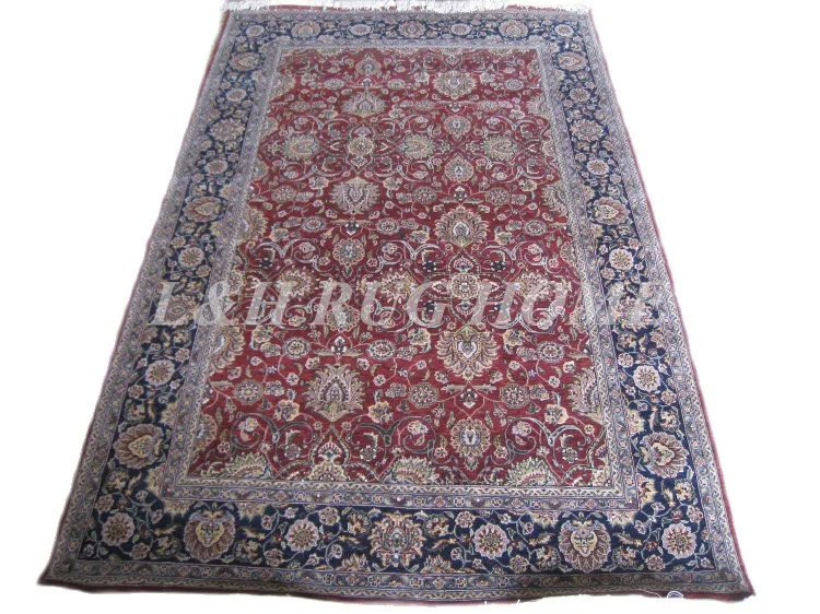 

Free shipping 6'X9' 160 Line Hand-knotted Wool and silk Oriental Persian carpet handmade carpet, multi colored yarns