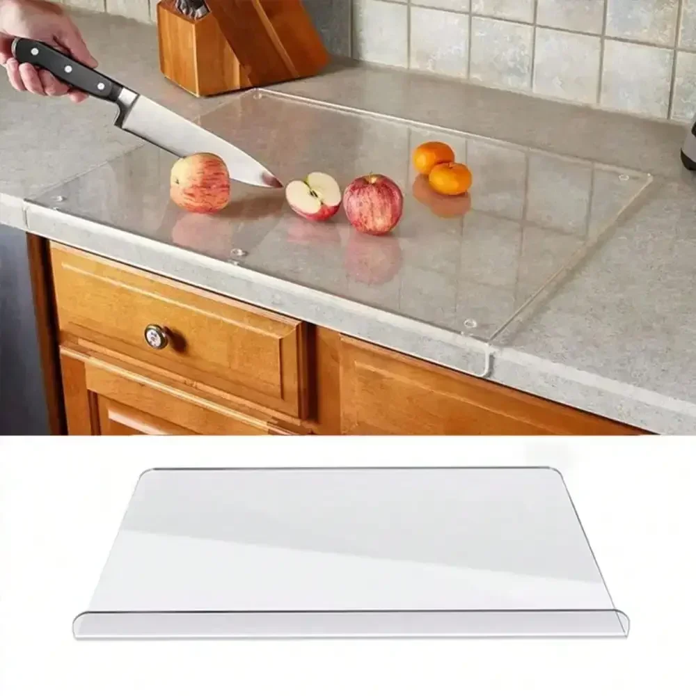 Clear Acrylic Cutting Board with Counter Lip, Large Non-Slip Cutting Board for Kitchen Countertop Protection, 17.72x13.78 Inch