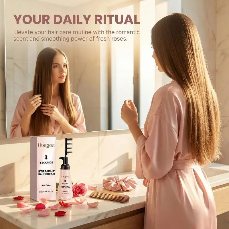 

Крем для выпрямления волос с кератином Rose: разглаживание, восстановление секущихся кончиков, питание для поврежденных и пушащихся волос, для ежедневного ухода