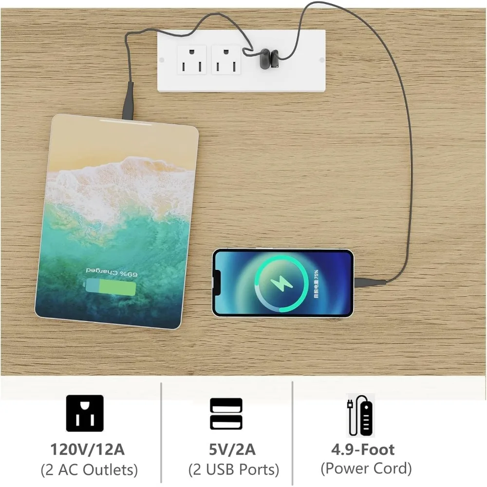 Coppia di comodini Irontar da 17,7 per camera da letto, con stazione di ricarica e cassetti in rattan, comodini in stile bohémien