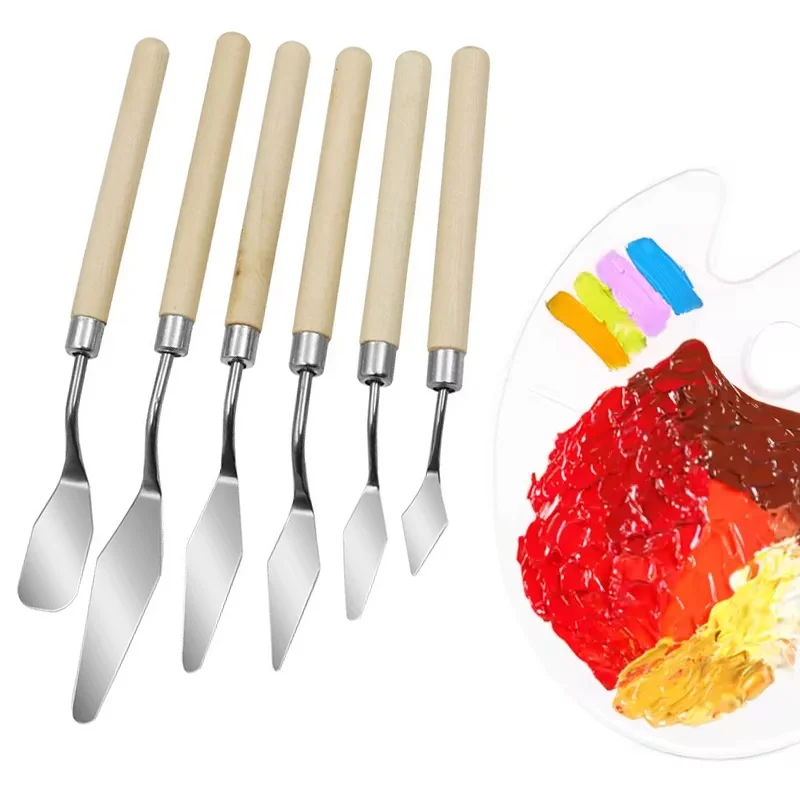 7Pcs Stainless Steel Oil Painting Knives Drawing Spatula Palette Mixing Knife Metal Scraper Gouache For Artist Painting Supplies