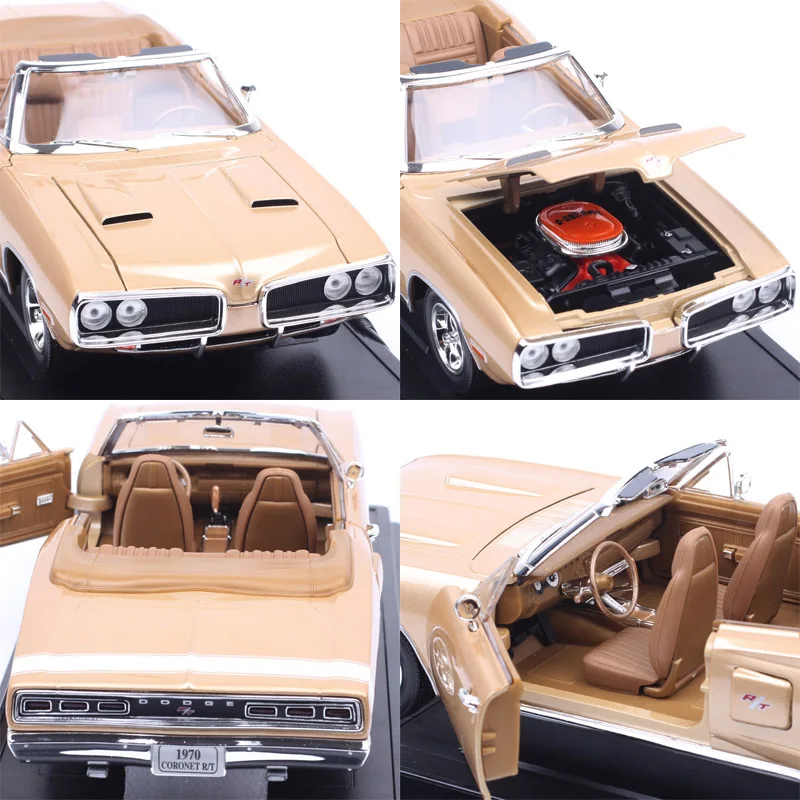 Yatming 1:18 Scale Large Classic 1970 Dodge Coronet R/T Convertible Automobile Metal Diecast Model Vehicle Car Toy Golden Gift