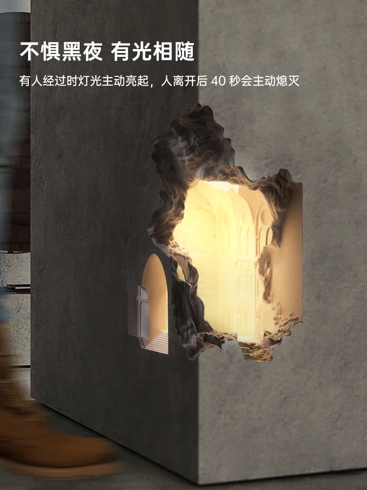 Notre Dame Wall Lamp Embedded Niche Induction Night Lamp Corridor Gypsum Lamp Embedded Corner Wall Lamp Atmosphere Lamp