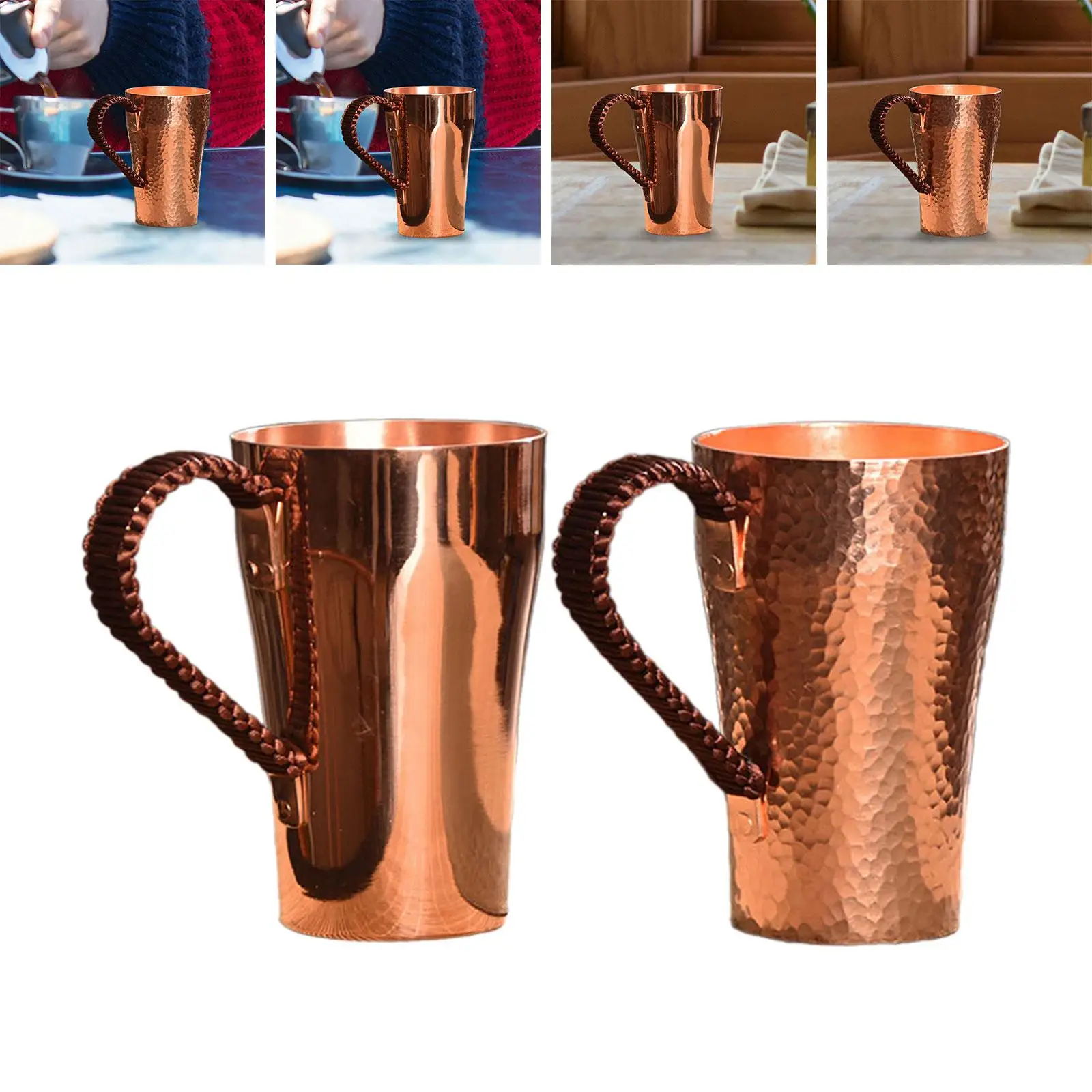 Copper Coffee Mug 400ml Water Mug Copper Tea Cup Multifunction Teaware Handmade Copper Water Cup for Milk Beverage Wedding