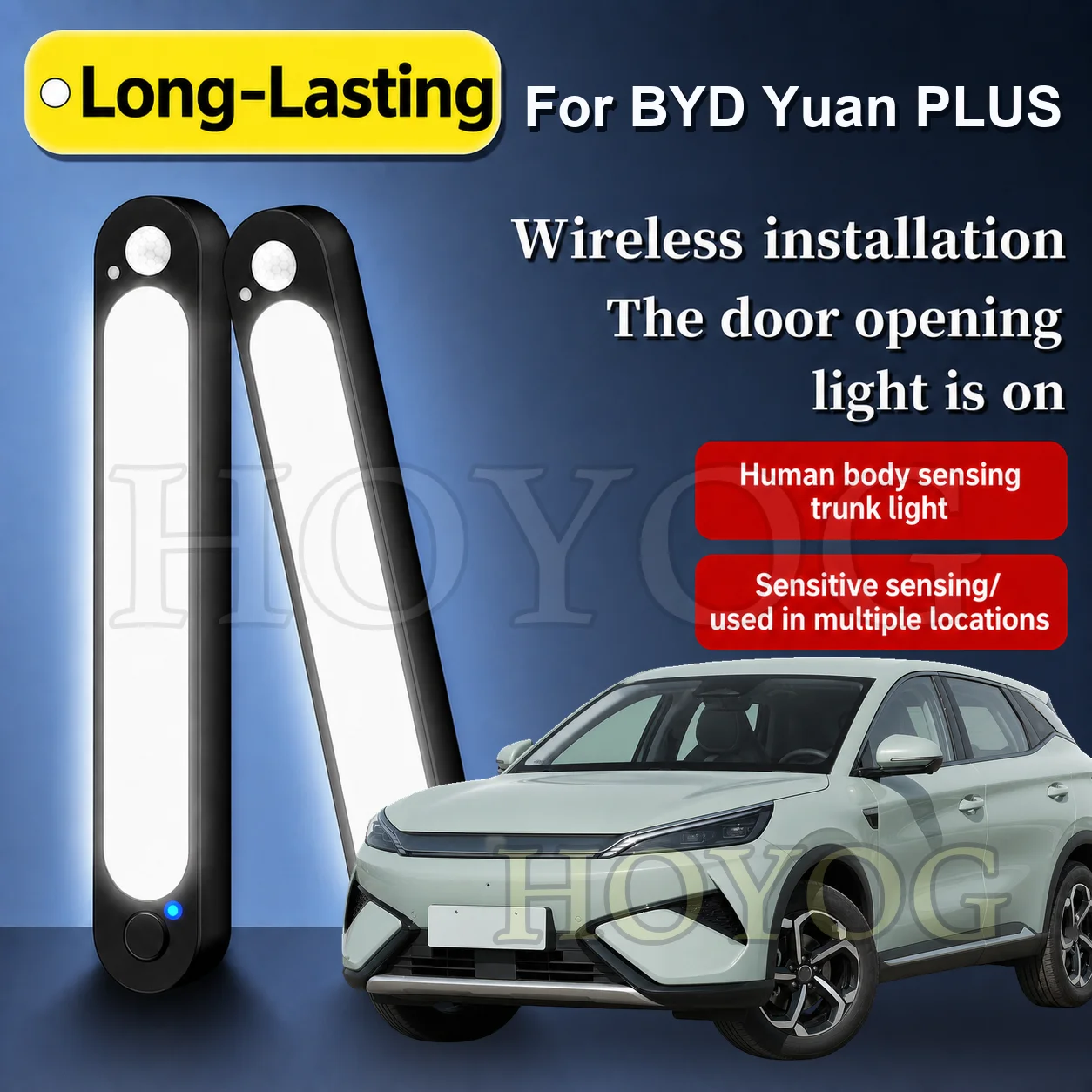 For BYD Yuan PLUS 2021-2026 Car Trunk Light LED Lamp Motion Sensor Magnetic No Drilling Boot Cargo Light Compact SUV Interior