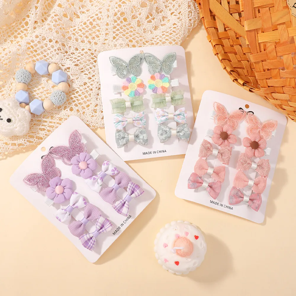 

10Pcs/Set Girls Exquisite Handmade Cartoon Hair Clip Lovely Bowknot Cloth Hairgripes for Baby Toddler Hair Accessories Gifts
