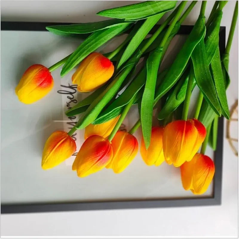 زهرة التوليب الاصطناعية محاكاة بو ريال اللمس باقة توليب زهرة وهمية للمنزل حديقة Mariage الزفاف الزهور الزخرفية #2