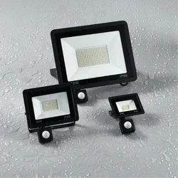 Holofote LED com sensor de movimento Refletor impermeável, Lâmpada de holofote, Ponto Exterior, Exterior, IP65, 50W, 30W, 10W, AC 220V