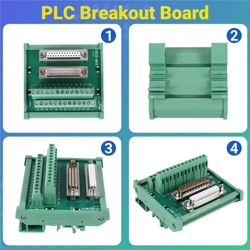 AEE3-DB25 DIN Rail Mount Interface Module Male/Female Connector Breakout Board