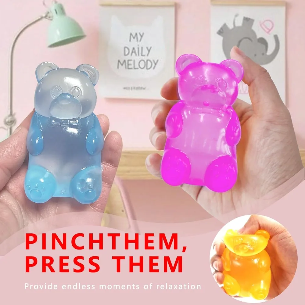 Brinquedo de aperto de urso de goma mole-brinquedos sensoriais de alívio de estresse, squishies macios de recuperação lenta para ansiedade, terapia de mãos