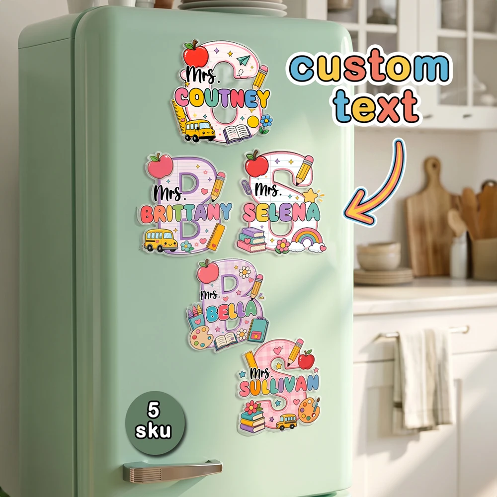 Custom Text School‑Theme Alphabet Acrylic Fridge Magnet,School Element Acrylic Refrigerator Magnet,Teacher Appreciation Gift