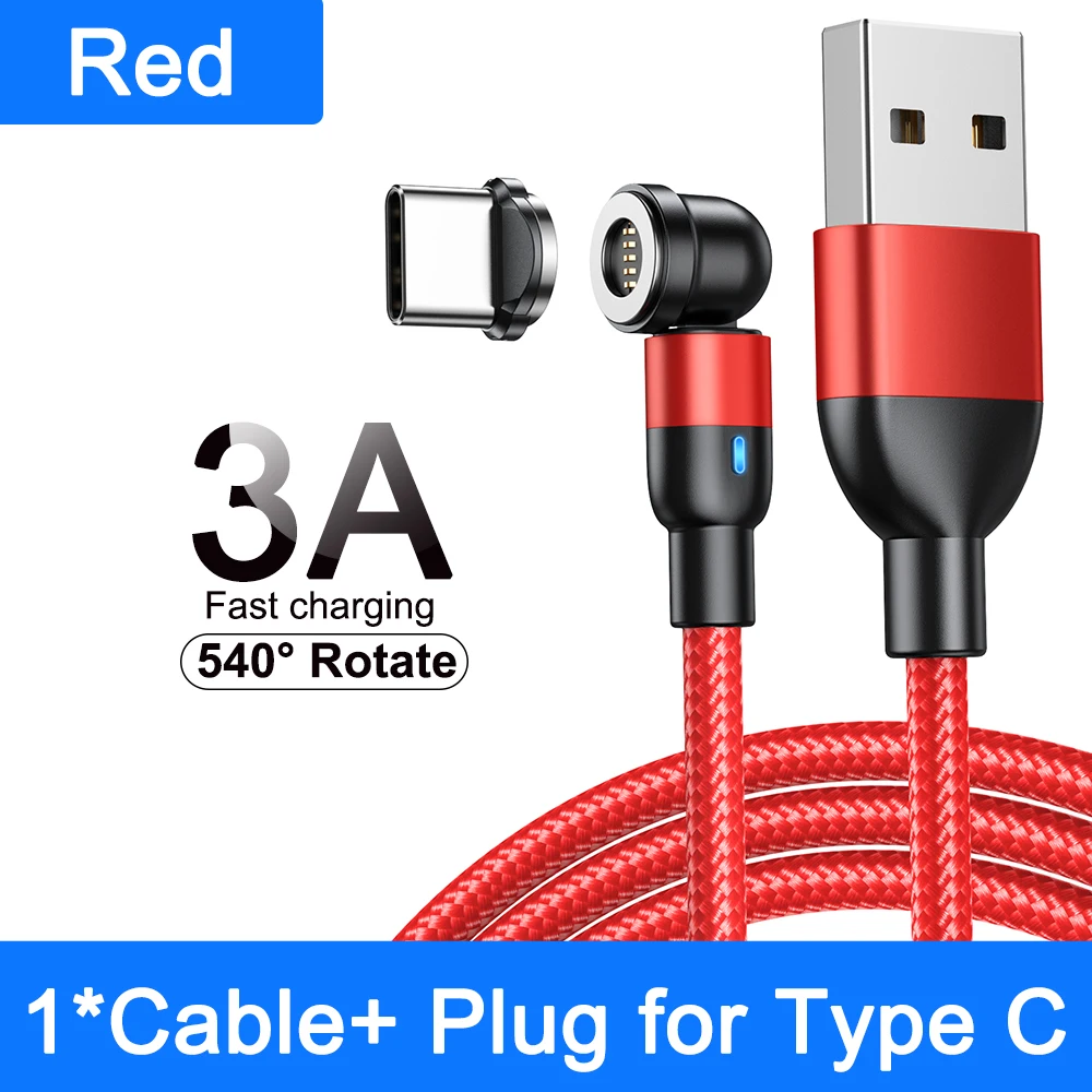 AUFU 540 Drehbares Magnetisches Kabel Schnellladekabel Typ C für iPhone 16 POCO Redmi Xiaomi Magnet-Ladegerät Datenkabel Micro-USB-Kabel