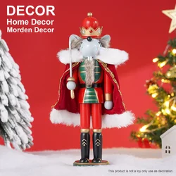 30CM Wooden Nutcracker Ornament Soldier Figure Handcraft Doll Home Office Table Xmas Decoration Statue Childrens Christmas Gift