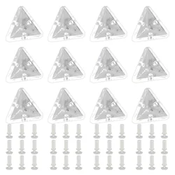 12Pcs Acrylic Corner Brackets with Semitransparent Screws Clear 3-Hole Right Angle Joint Brace Brackets