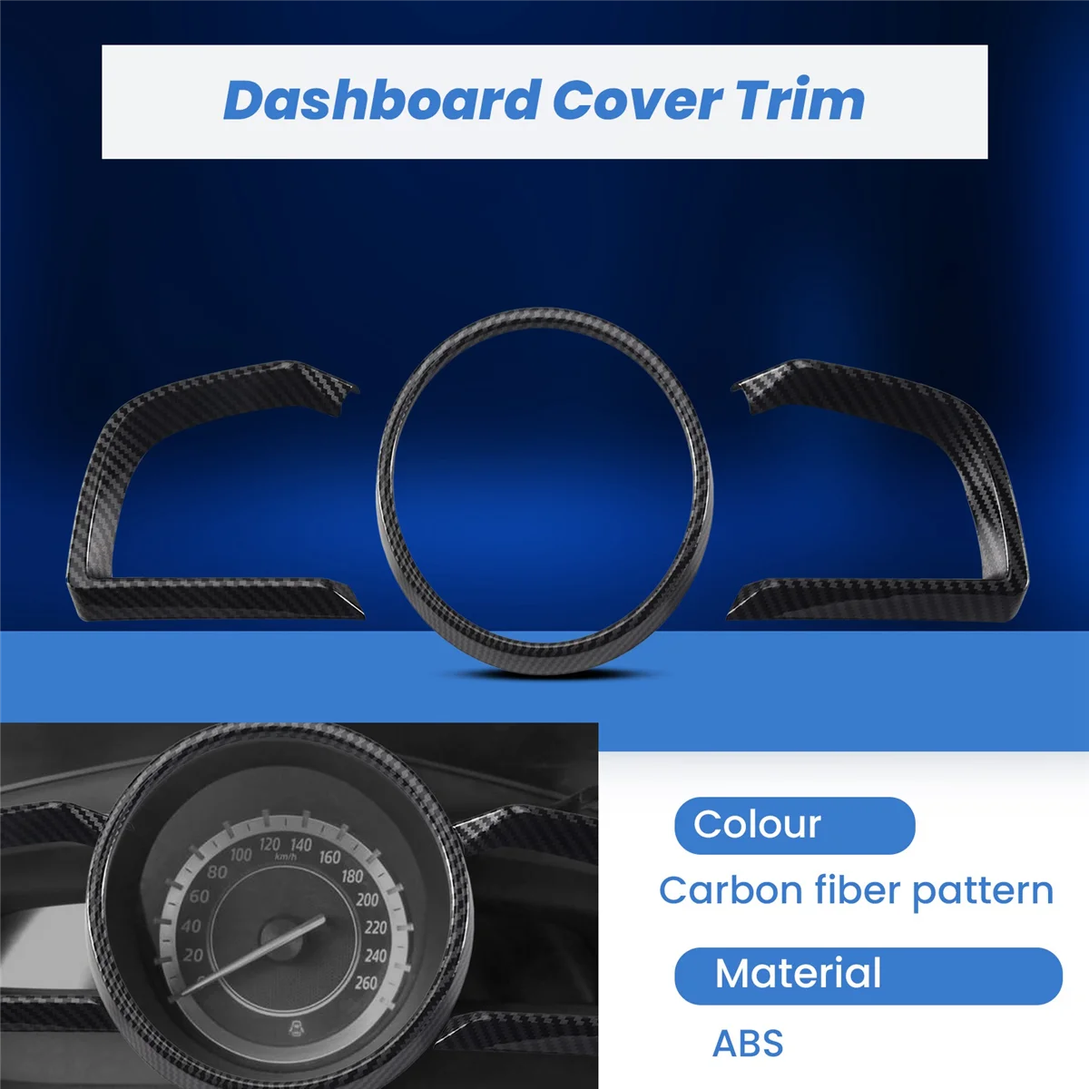 for Axela 2014-2018 Carbon Fiber Dashboard Interior Instrument Frame Cover Trim