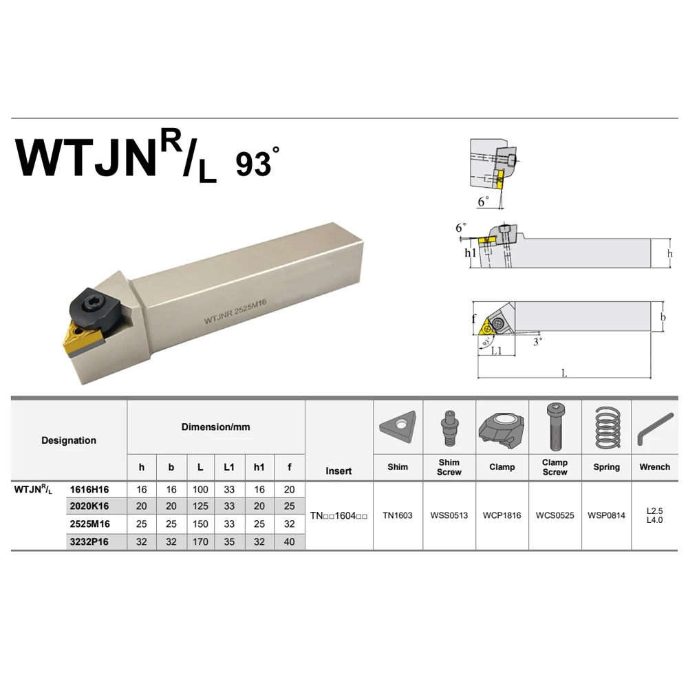 EDGEV WTJNR1616H16 WTJNR2020K16 WTJNR2525M16 WTJNL2525M16 WTJNR3232P16 CNC Tornio Esterno Holder Turning Strumento TNMG160408 Inserto