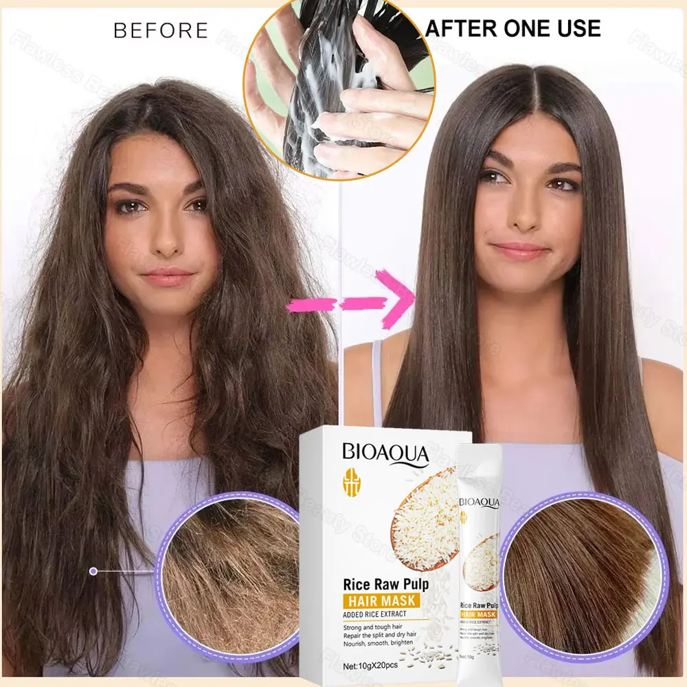 

200g Rice Keratin Hair Mask 5 Seconds Repair Damaged Frizz Hair Smoothing Moisturizing Shampoo Soft Shiny Nourish Hair Root Care