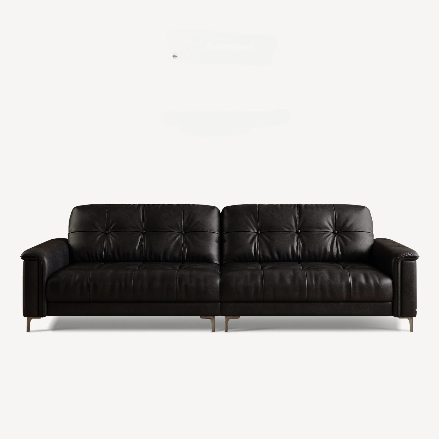 Sofa living room small apartment oil wax first layer cowhide medium antique black French retro down