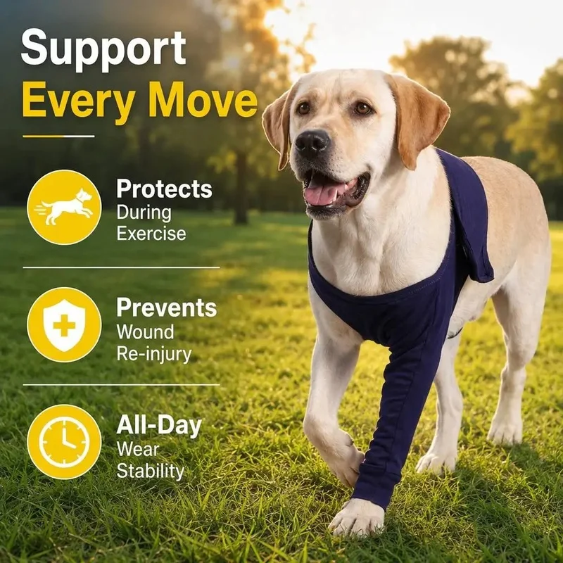 Professional Dog Front Leg Support Sleeve Elbow Brace-Lick Wound Protector Polyester Recovery Arthritis