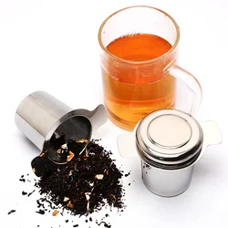 Double Handles Tea Infuser With Lid Stainless Steel Fine Mesh Coffee Filter Teapot Cup Hanging Loose Leaf Tea Leak Strainer