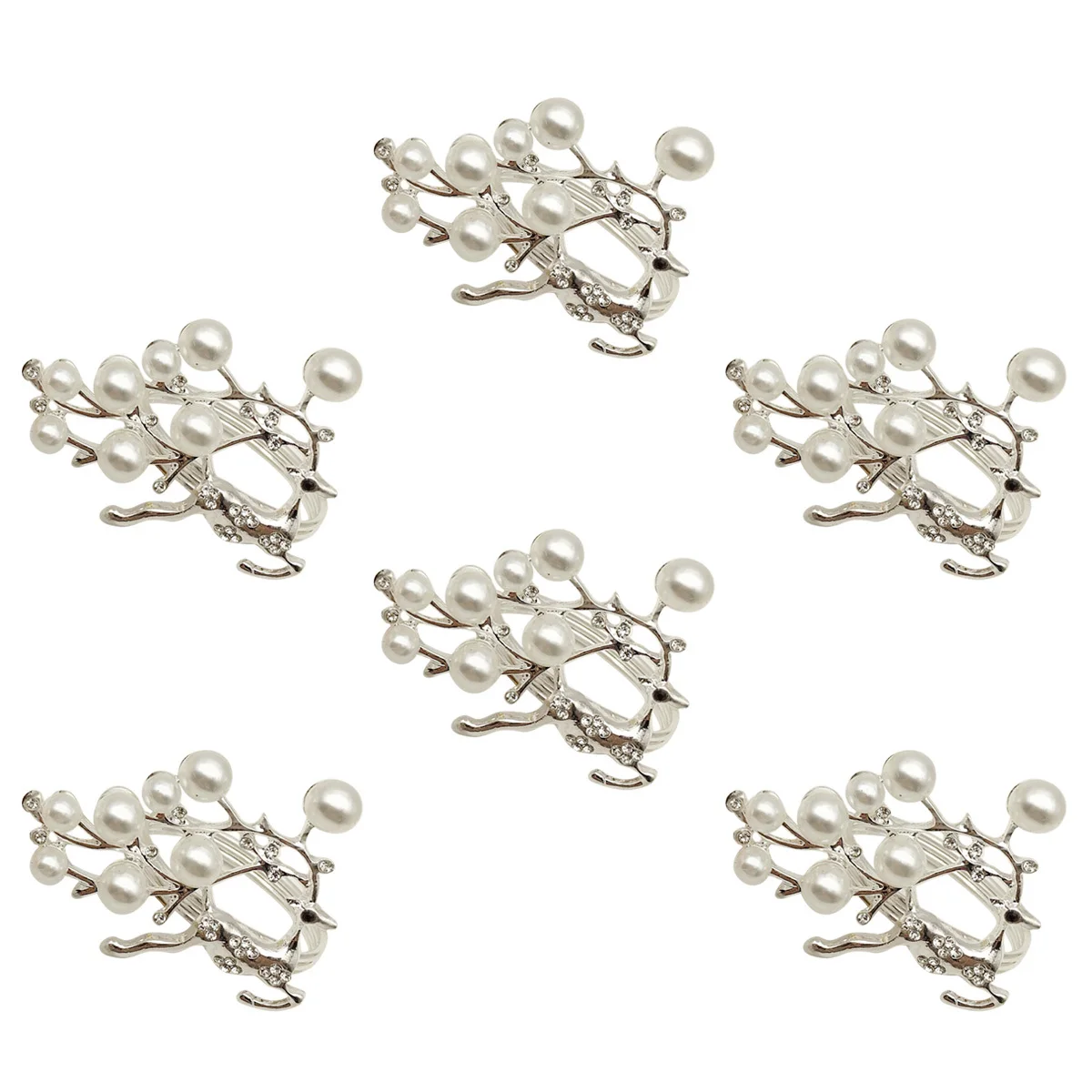 

6 Pcs Napkins Rings Christmas Deer Party Buckles Metal Decorative Holders for Table