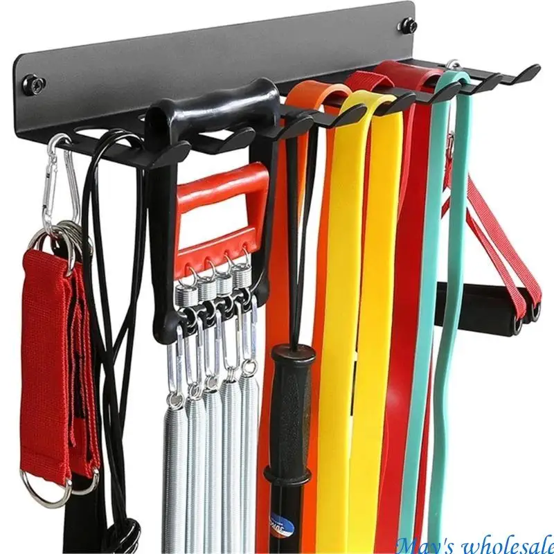 

Space Saving Wall Mount Gym Storage Rack Bracket Holder Hooks for Workout Gear 448A