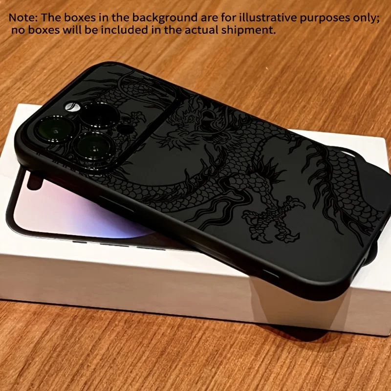 Funda con Patrón de Dragón Lineal Negro con Ventana para iPhone 11 12 13 14 15 16 17 Air Pro Max XR XS X Plus Silicona INS 2