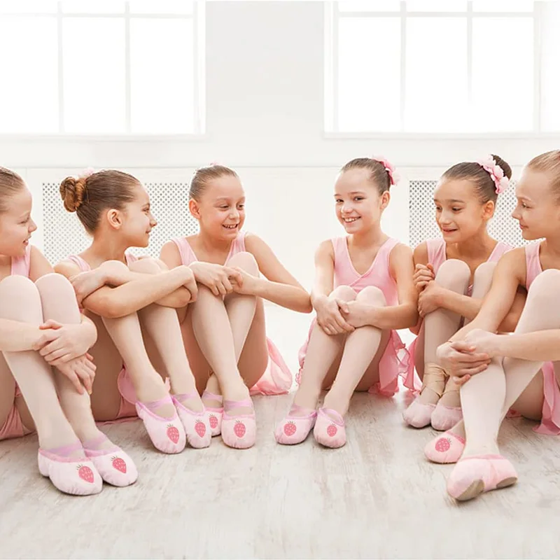 Girls Dance Gymnastics Satin Dance Shoes Ballet Slipper Flats Split Leather Sole with Elastic Bands(Toddler/Little Kid/Big Kid)