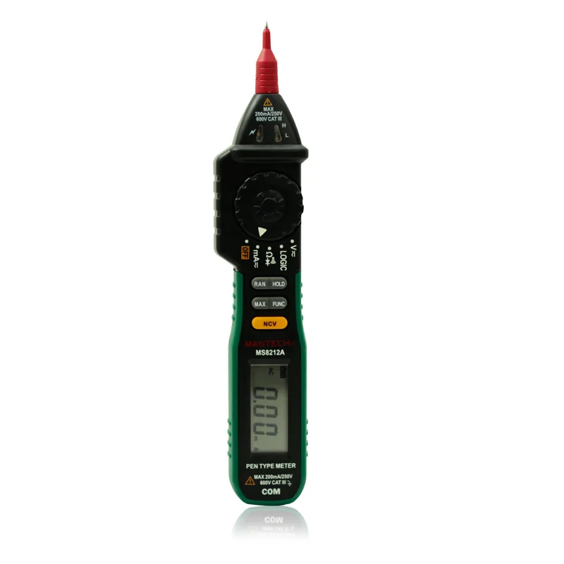 Mastech MS8212A Pen Type Digital Multimeter DC/AC Current Voltage Multimetro Tester Diode Continuity Logic Non-Contact Vol