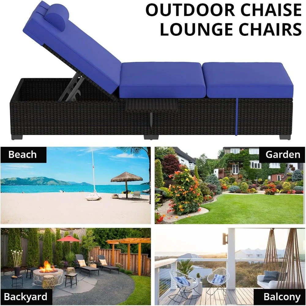 Patio Lounge Chairs,OutdoorChaise Lounge Set of 2,Chaise Lounge Chair Outdoor，Pool Furniture,Brown Rattan Recliners
