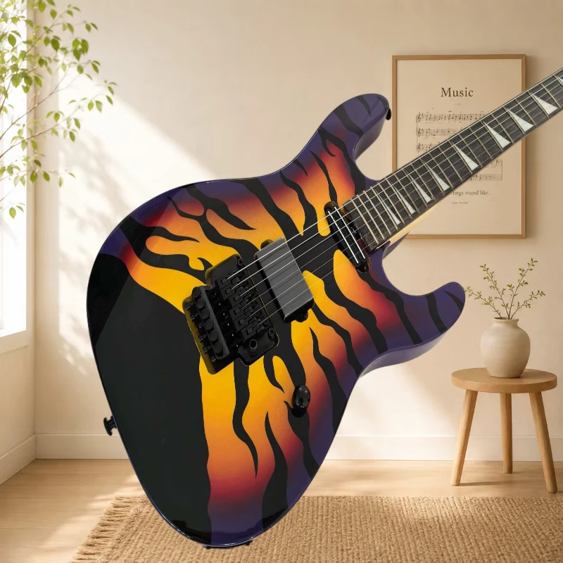 Special Offer Purple Tiger Burst Electric Guitar ESP Sharktooth Inlays 22 Frets Double-Locking Tremolo System Free Shipping