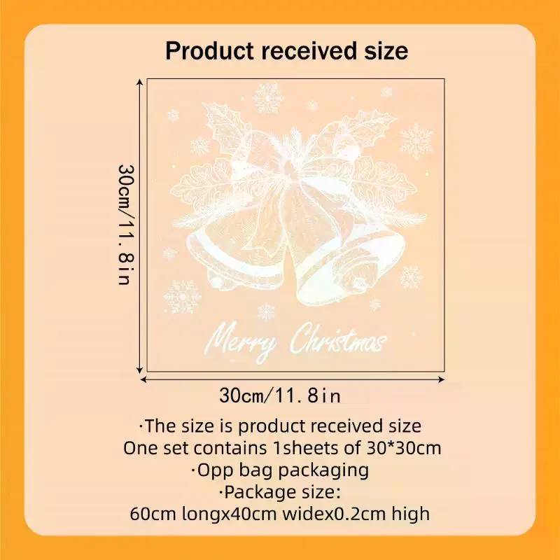 عيد الميلاد الأبيض جرس ندفة الثلج ملصق نافذة ملصق غرفة زجاج الباب ملصق نافذة لاصقة تزيين #5
