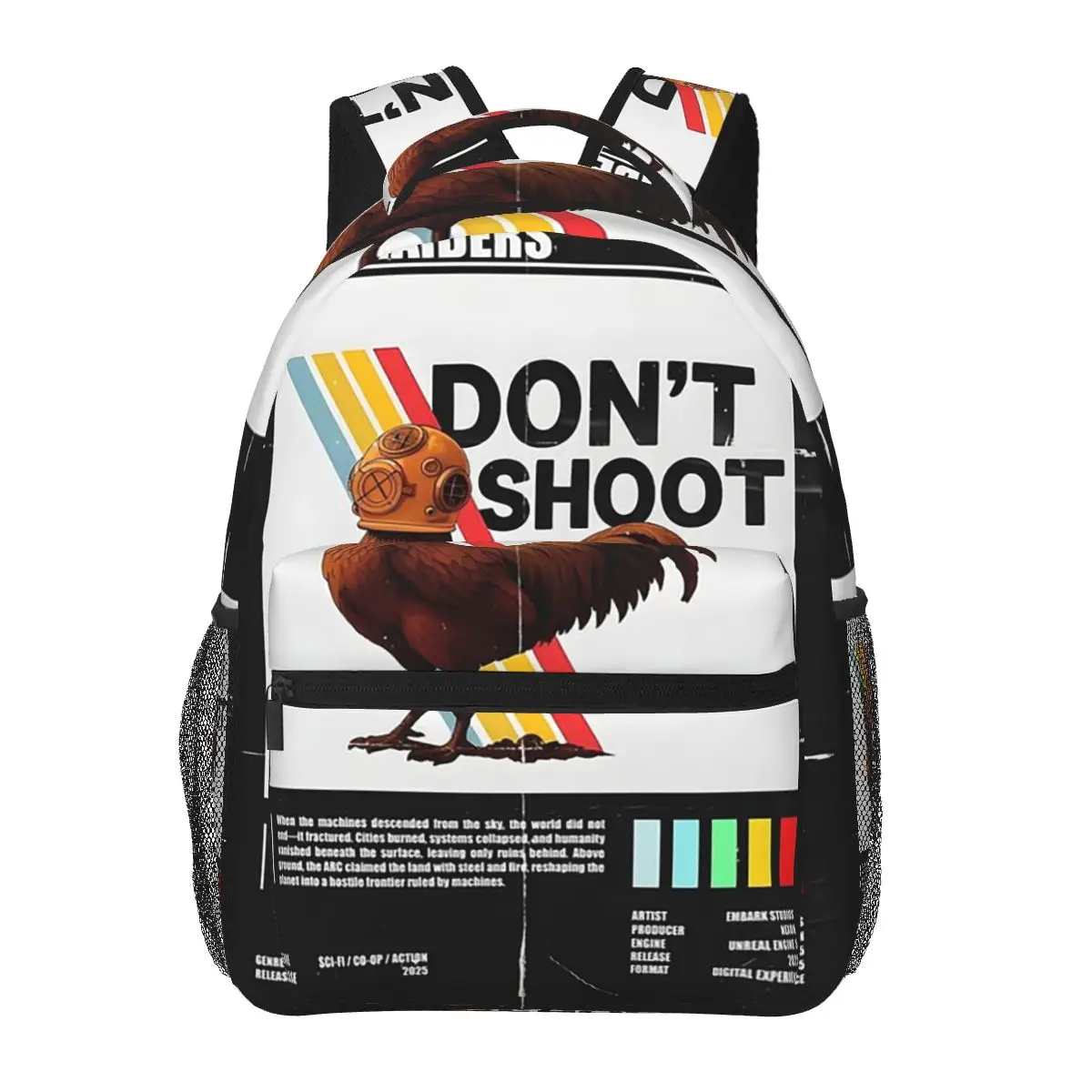 Arc Raiders Hey Don't Shoot Student Backpack School Bag Hiking Travel Daypack for Boys Girls Fashion Bookbag Shoulder Bags