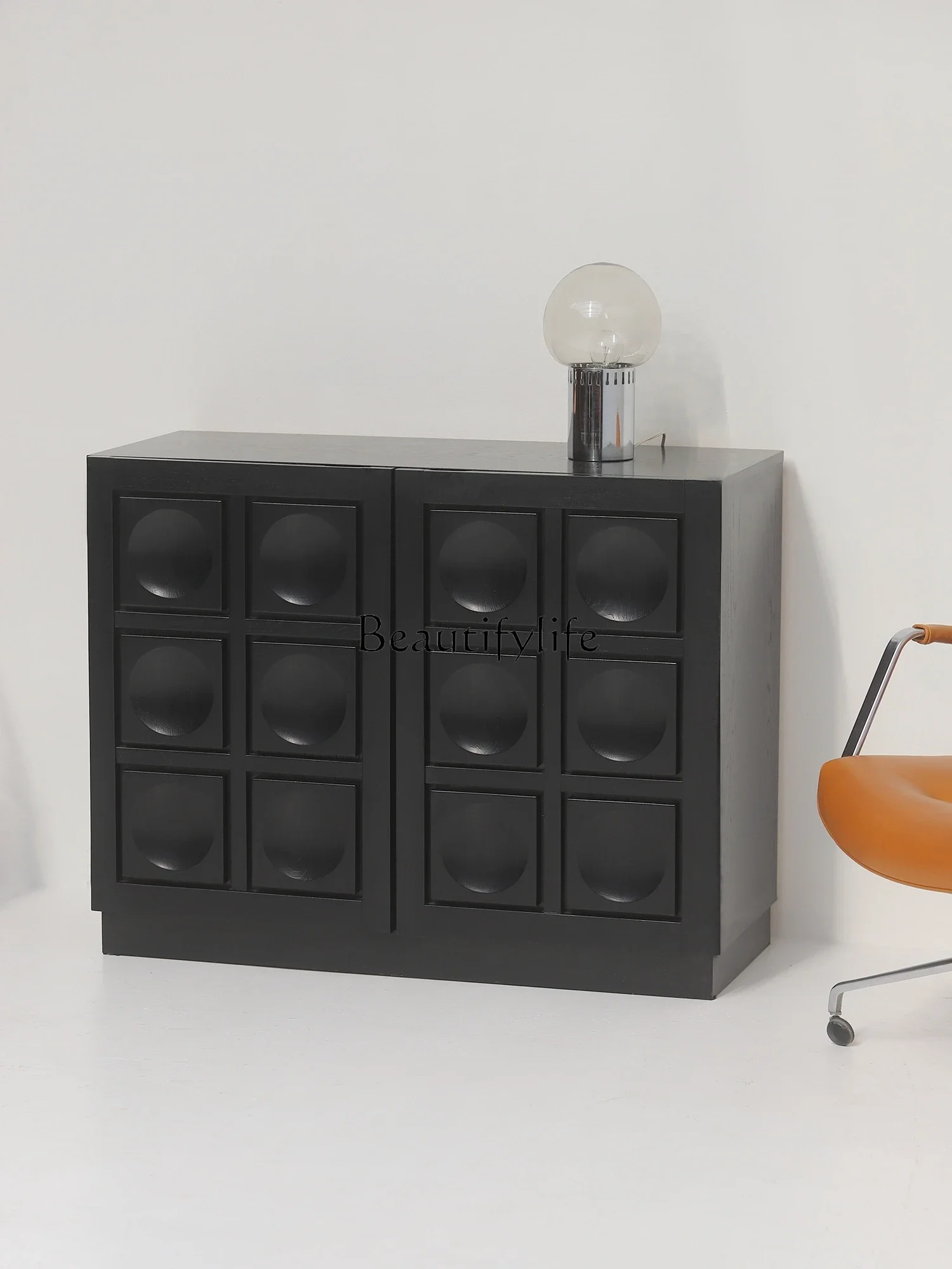 

Whole house furniture Nordic Solid Wood Entrance Cabinet Living Room Storage Cabinet Retro Style Floor Storage Side Cabinet Furn