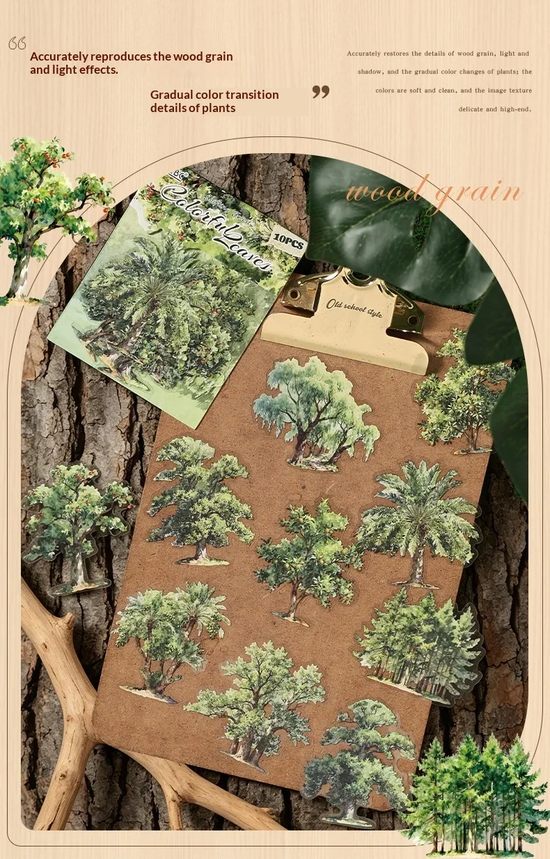 JIANWU Vintage Tree Landscape Material Collage Scrapbooking PET Sticker Creative DIY Journal Stationery