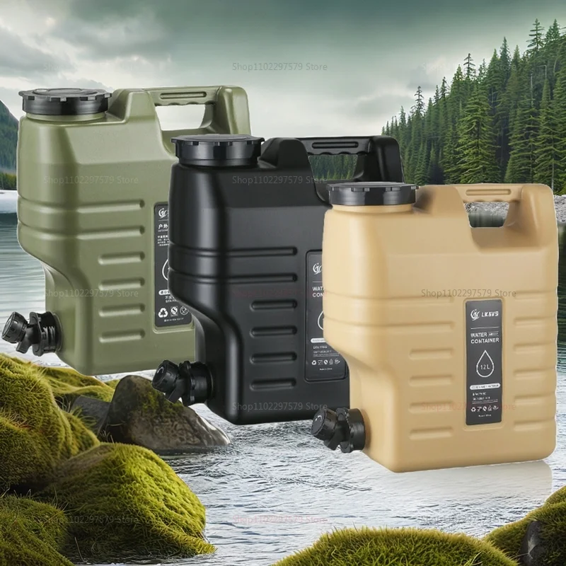 Tanque de agua portátil de gran capacidad de 12 litros, tanque de almacenamiento de agua potable para acampar al aire libre a prueba de fugas para viajes y acampadas
