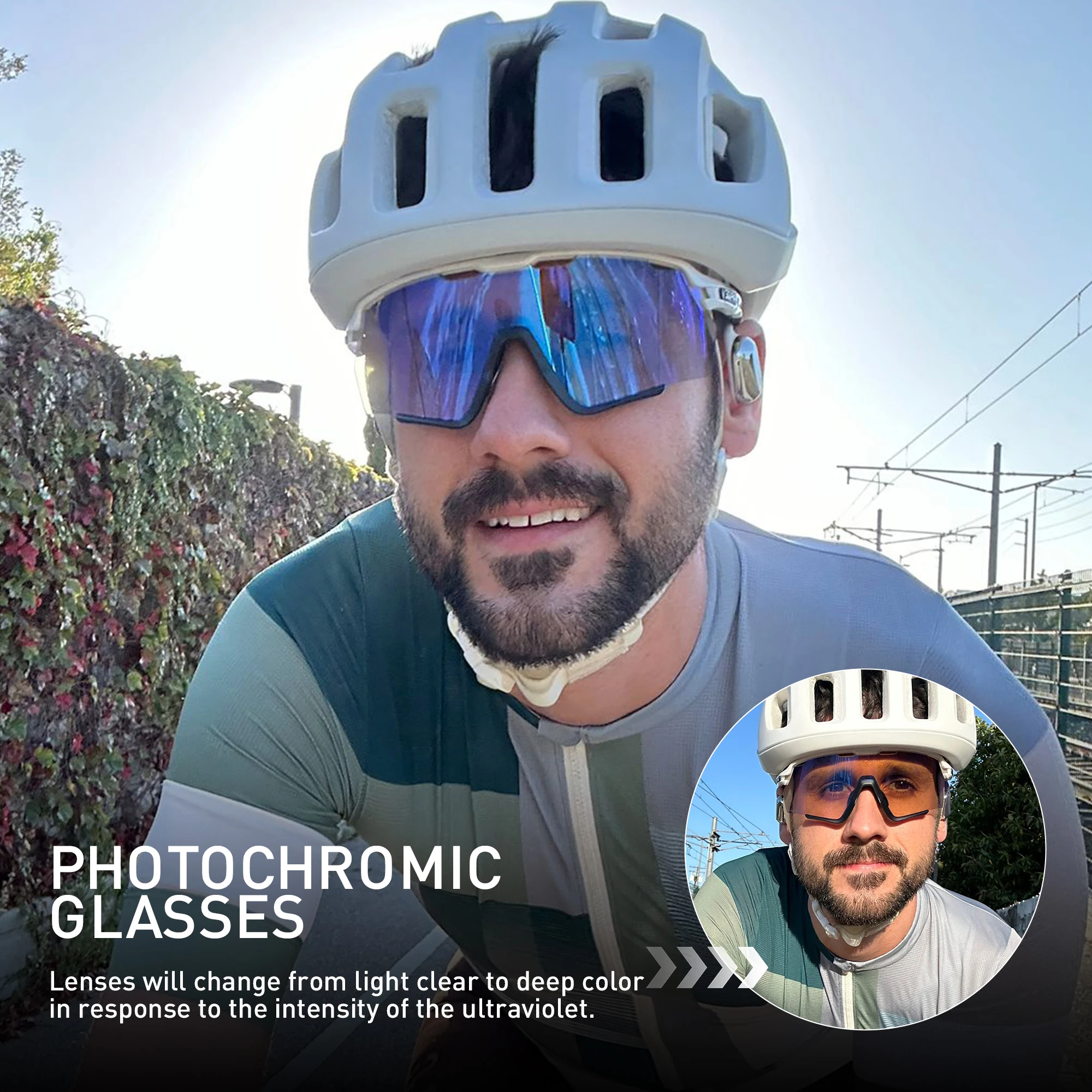 KAPOVE New Photochromic Outdoor Road Bicycle Sports MTB Cycling Sunglasses UV400 Cycling Eyewear Men Women Riding HiKing Glasses