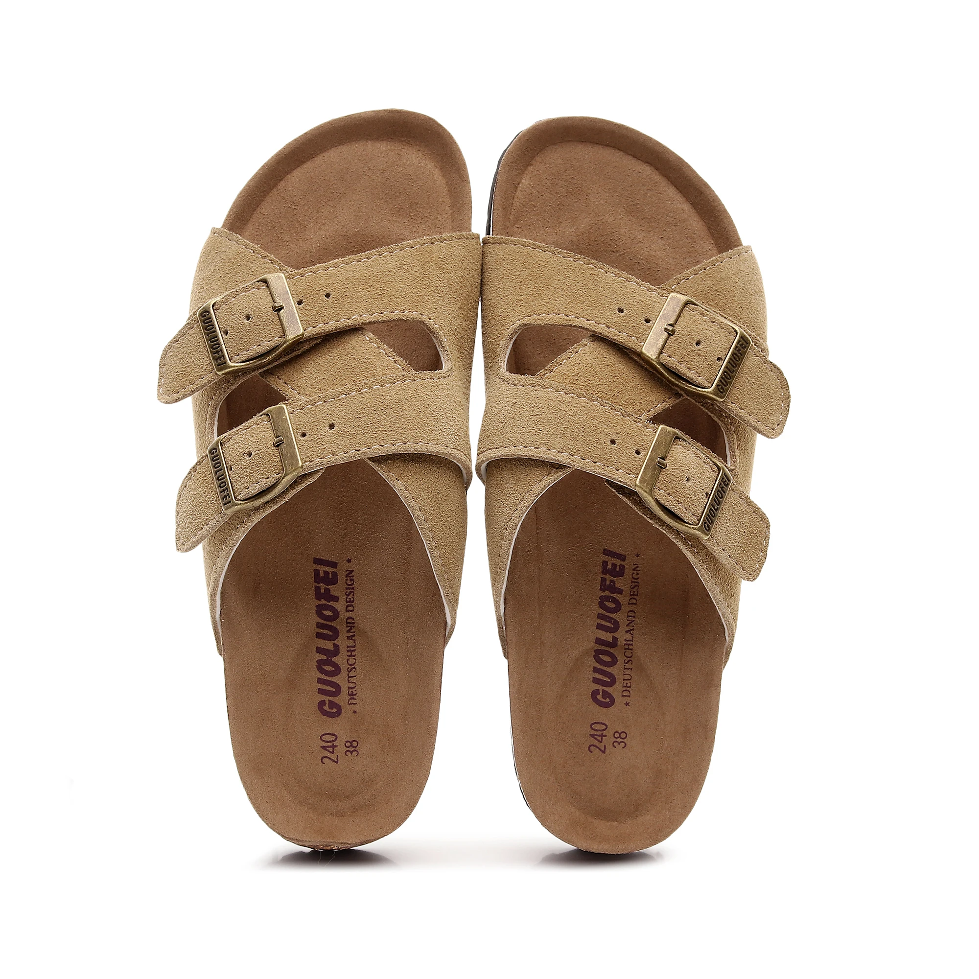 

New Arizona Cork Womens Flat Slide Sandals with Arch Support 2 Strap Adjustable Buckle Slip on Slides Shoes Non Slip EVA Sole