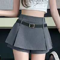High Waist American Retro Pleated Mini Skirt Fresh Style Anti-Walk Fashion Leggings Short Skirt Sexy Girl Skirt Pants