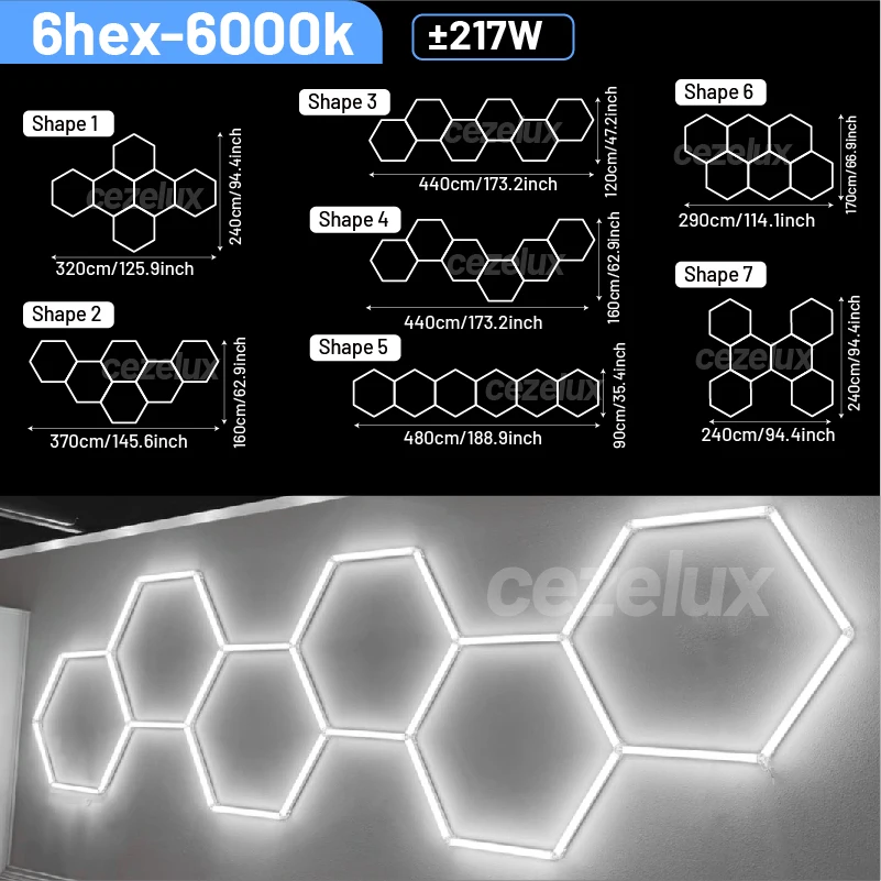 Kapperszaak kapsalon hexagonale led-verlichting voor garage werkplaats kantoor sportschool auto berging studio plafondlamp honingraatbuis