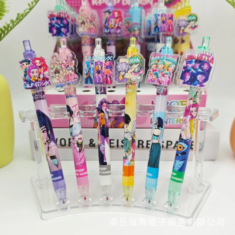 

Pixiv 48pcs Anime K-Pop Demon Hunters Paster Gel Pen Cartoon 0.5 Black Press Signature Pen Student Stationery Wholesale