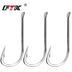 FTK Barbed High Carbon Steel Fish Hook Crystal Hook 50PCS/LOT Size1#-Size11# Jigging Carp Anzol Fishhooks Fishing Tackle