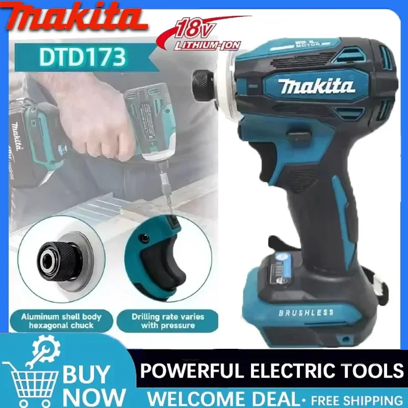 

Ударный шуруповерт Makita DTD173 1800 об/мин, 180 Нм, бесщеточный двигатель, для дерева/болтов, 18В, аккумуляторный